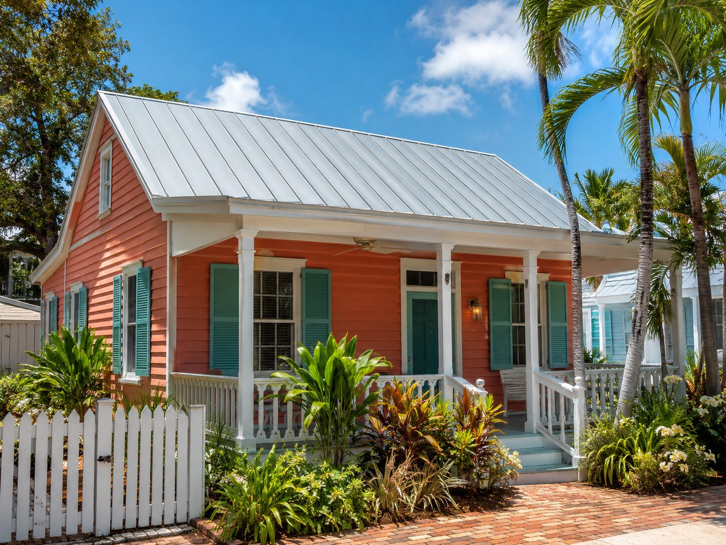Standing-seam re-roof, matched to the street in Bahama Village, Key West